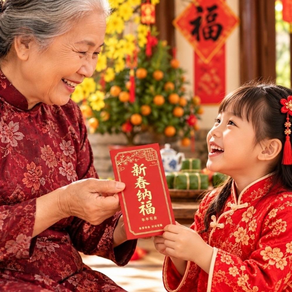 6pcs Thick Cardboard Chinese Money Packets Gold Stamping Spring Festival Hongbao Birthday Blessing