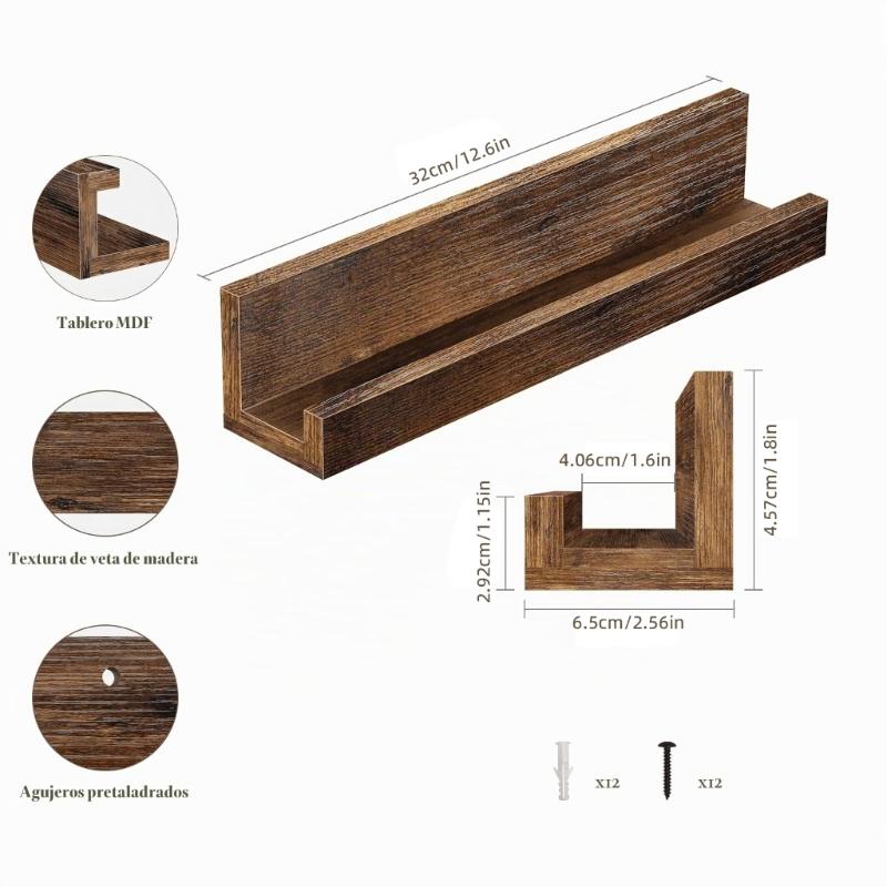 Record Collection Wall Display, 6pcs Separate Shelves with Ready Mounting Holes, Open-Front Access, and Installation Hardware