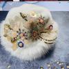 New Plush Hat Fashionable Foreign Style Warm Ethnic Style Winter Imitation Fox Cold Ear Protection Thickened Embroidered Hat