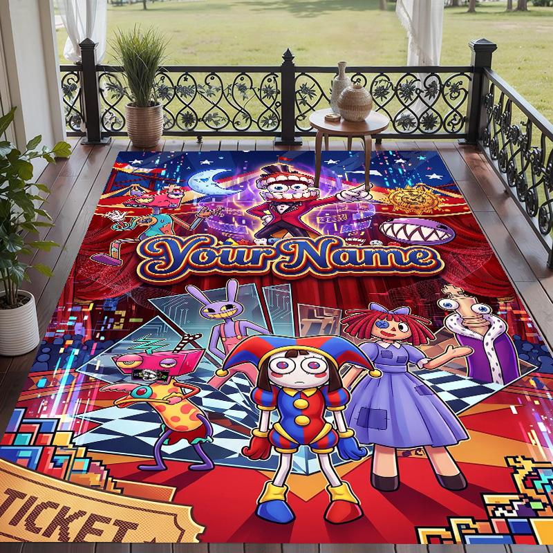 Custom Text The Amazing Digital Circus Pattern Floor Rug Soft Indoor Carpet Mat Living Room Bedroom