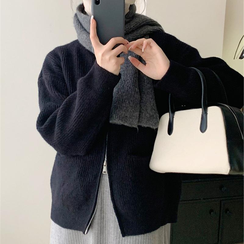 

YYFS Женская мода Повседневный Осень Зима Однотонный Принт Длинный Рукав О-Образным Вырезом Свитера Size: One Size чёрный