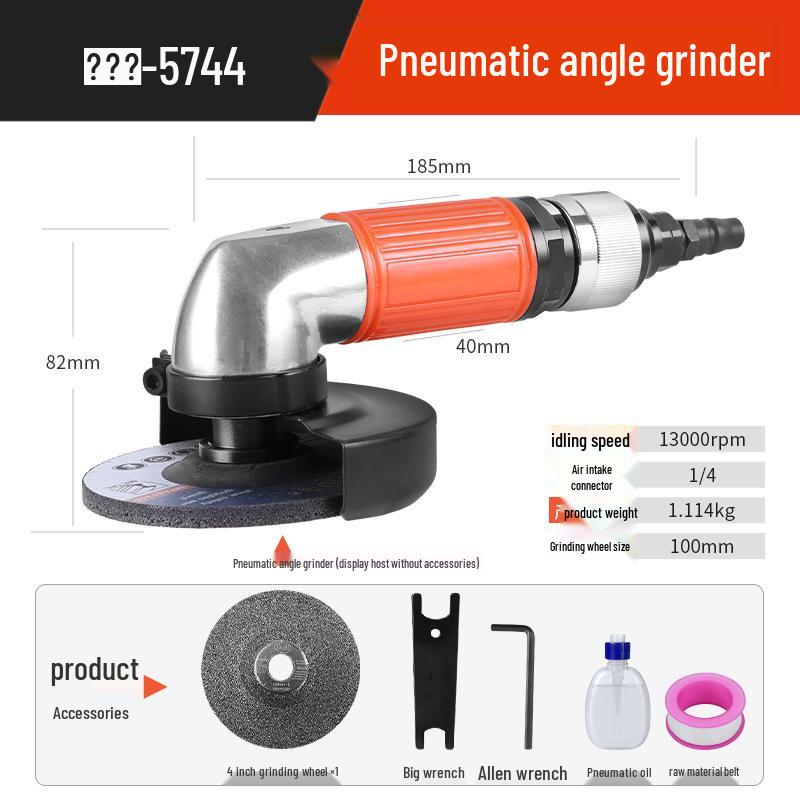 4" Pneumatic Angle Grinder, 5" Industrial-Grade Multipurpose Air-Powered Polisher & Cutter.