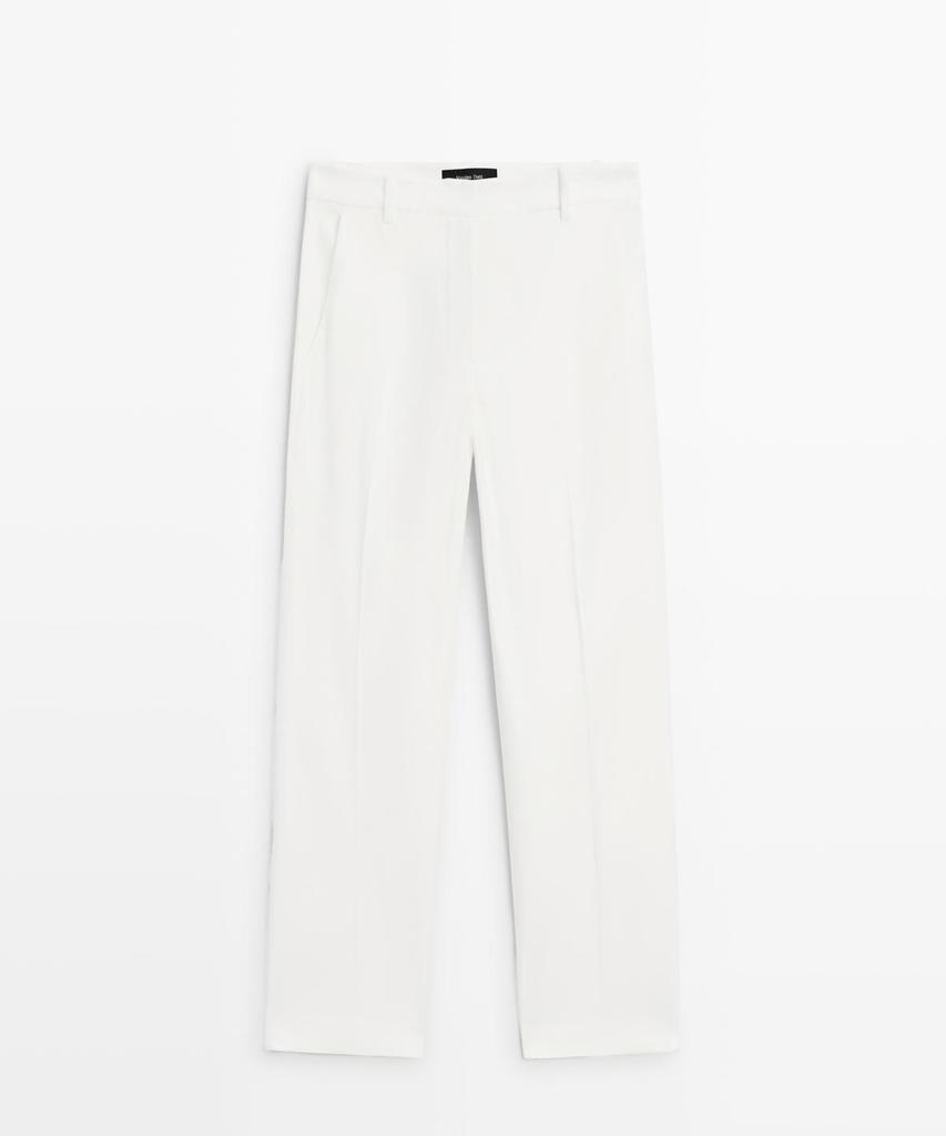 Masimodutti Straight Fit Linen Blend Pants