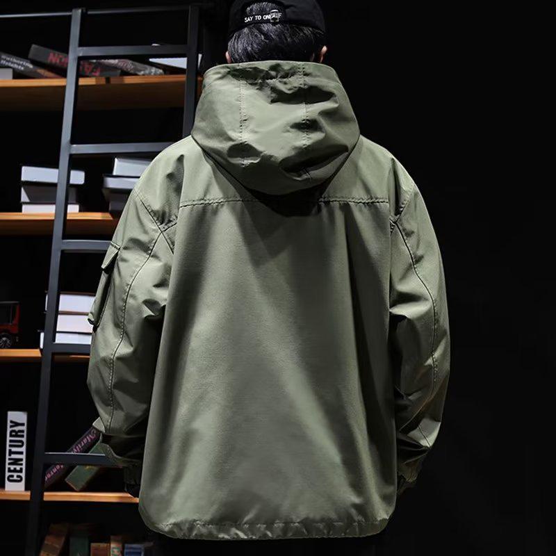 Чоловіча водонепроникна та вітрозахисна куртка для альпінізму з капюшоном - Легка, осіння, одношарова, для активного відпочинку та повсякденного носіння