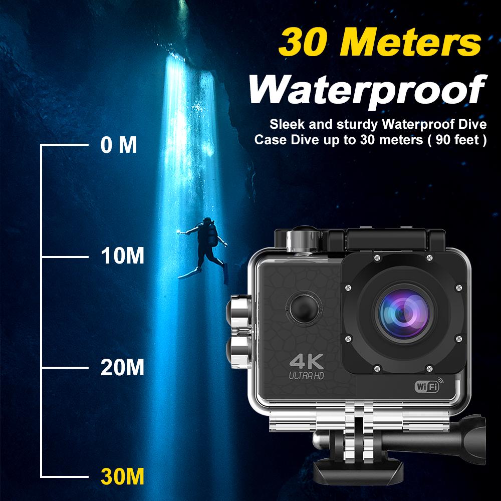 Minlang 1080P 30fps Waterproof Night Vision Action Camera WiFi 2.0-inch Screen Mini Portable Helmet Cam for Cycling Hiking
