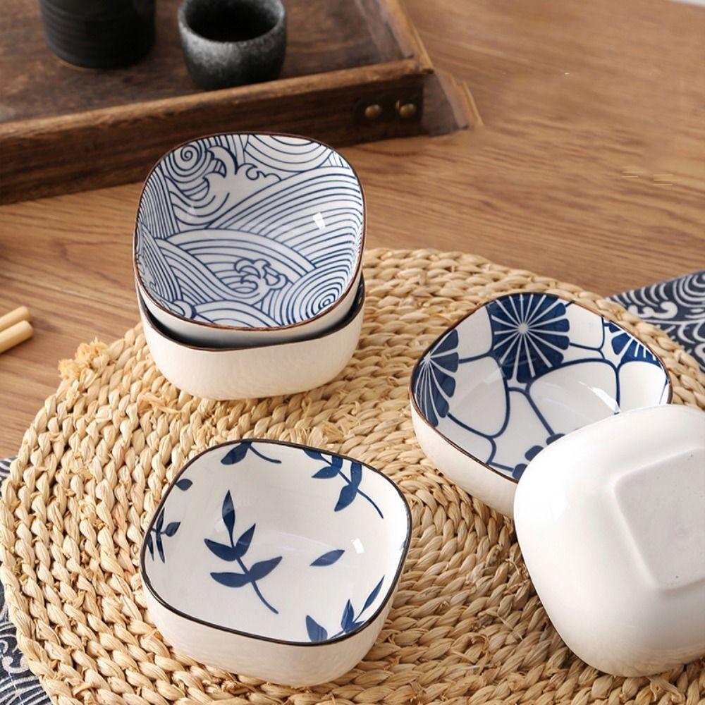 2/6Pcs Japanese Style Soy Sauce Dish Ceramic Small Serving Bowls Handmade Dipping Bowls  BBQ Party