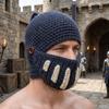Playful Knight helmet Hat with Mask Creative Headgear Soft Knitted Roman Knight Cap  Outdoor