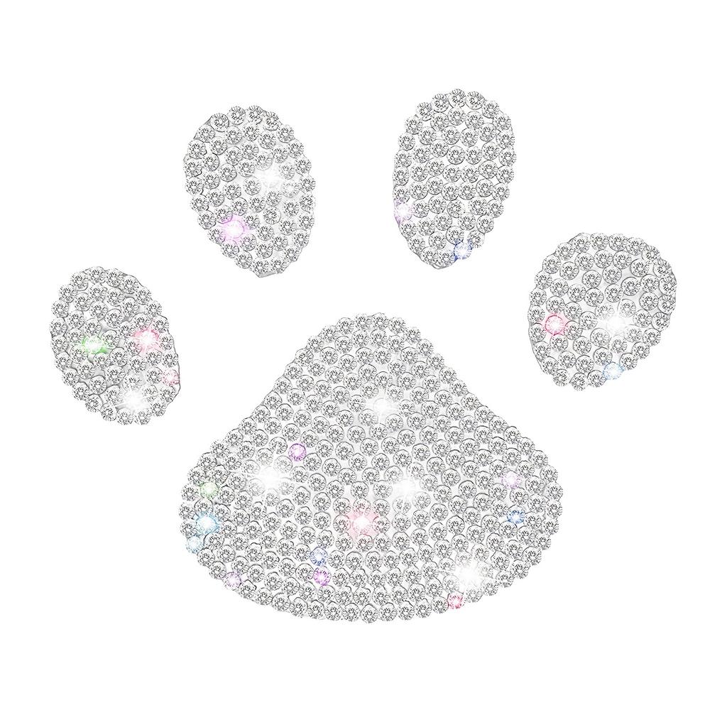 4PCS Diamond studded dog footprints car body stickers