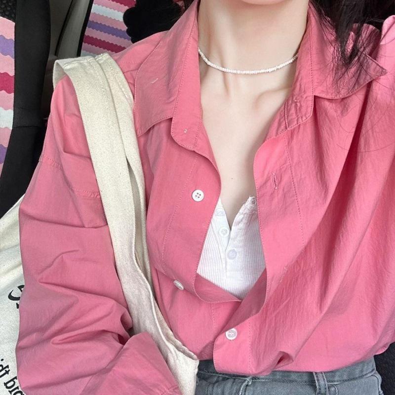 

Женская розовая кардиган-рубашка с длинным рукавом для защиты от солнца на весну и осень Extra Large розовый