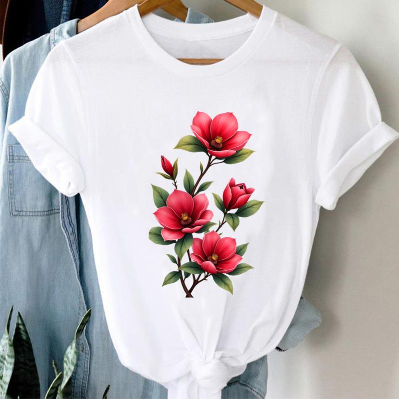 (Asian Size) Short Sleeve T-shirts Casual sweet trend Clothing Printed Female Top T Shirt o-neck Lady Fashion Women Graphic Tee
