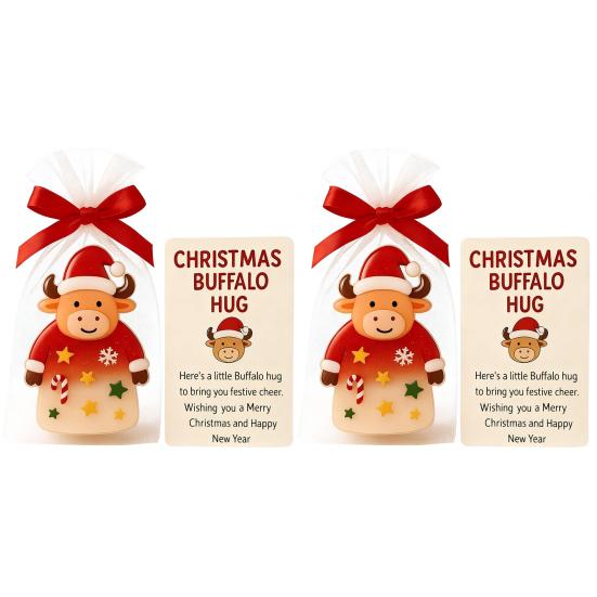 Christmas Pocket Hug Gift Mini Buffalo Pocket Hug Token with Heartwarming Cards Emotional Support Gifts for Friends Family