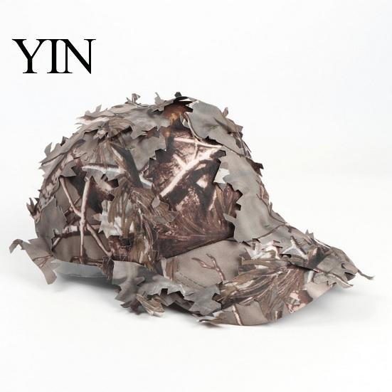 Outdoor Adventure Sun Protection 3D Leafy Camouflage Cap, Tactical Hunting Hat, Adjustable Jungle Breathable Hat Camo Cap for Men, Turkey Hunting,