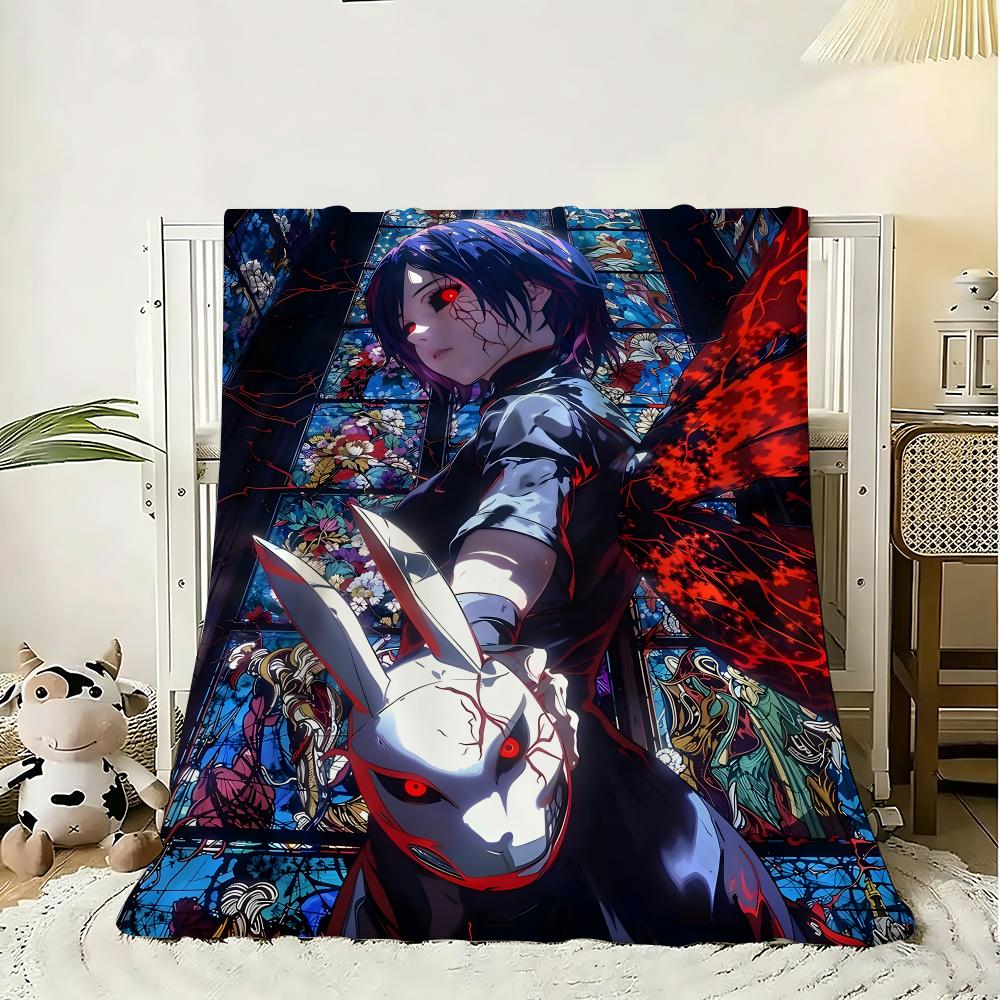 Anime tokyo ghoul Throw 240g Flannel Blanket Lightweight Soft Skin-friendly Summer Thin Throw Blanket 75x90cm