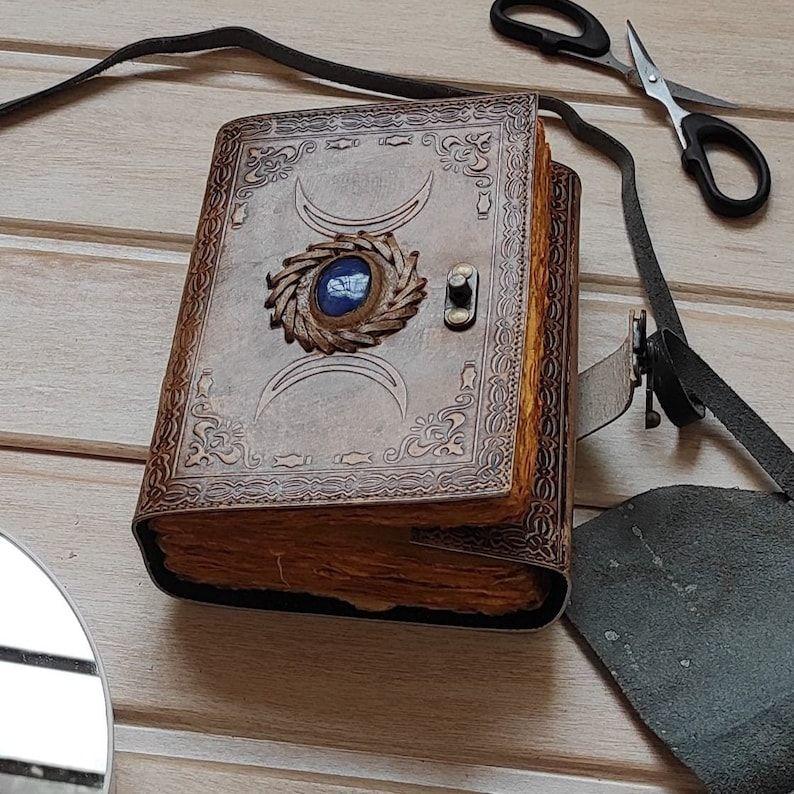 Triple Moon Goddess Leather Journal: Medieval Grimoire Gift