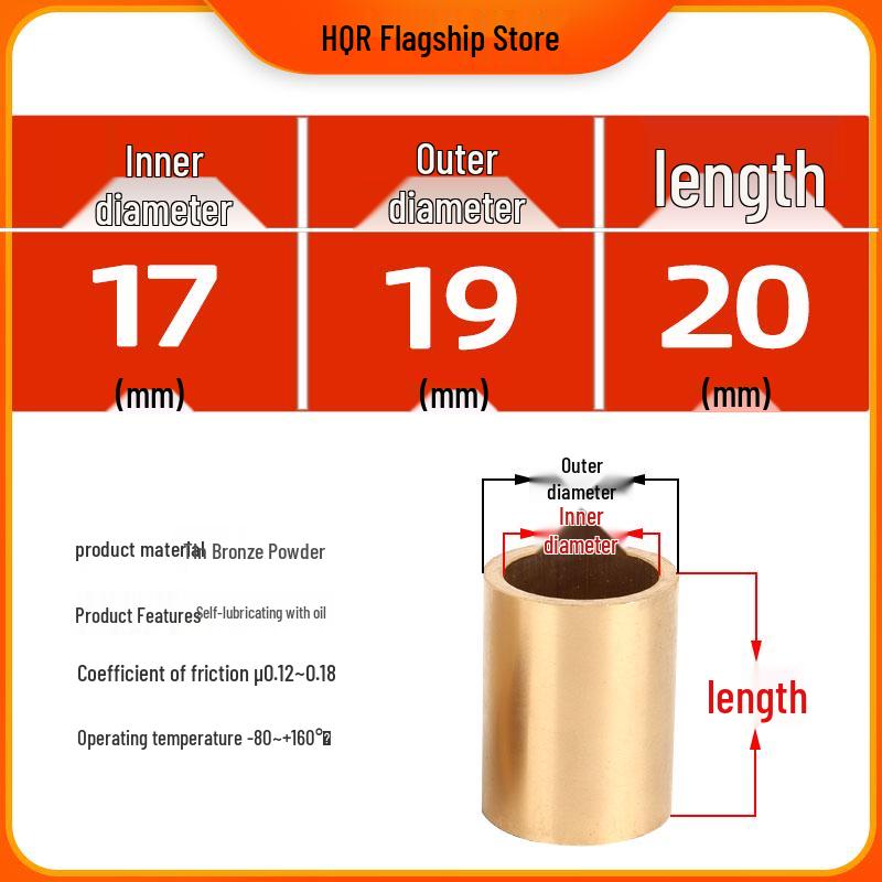 Self-Lubricating Oil-Impregnated Copper Bearing Bushing, Inner Guide 3-5, 6-8, 10-14, 15-32
