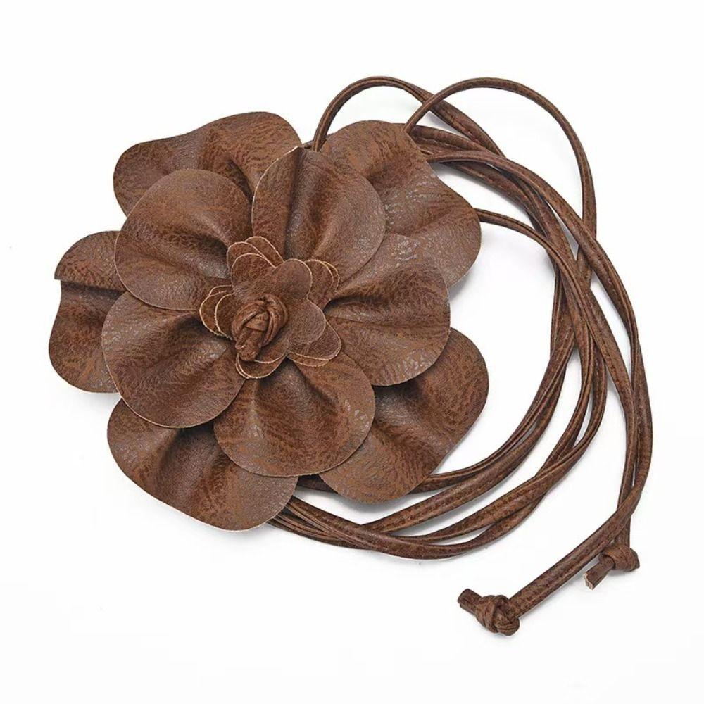 Vintage Blumen Gürtel Floraler Leder Seil Gürtel PU Leder Blumen Taillen Kette Kleid Zubehör