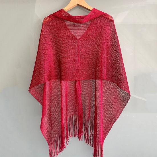 Women Beach Shawl Breathable Fabric Cover-up Shawl with Versatile Tassel Design Weddings Parties Travel Daily