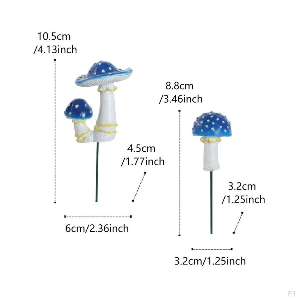 2 Pieces Blue Mushrooms Decorative Garden Stakes Decoration Glow in the Dark Glowing