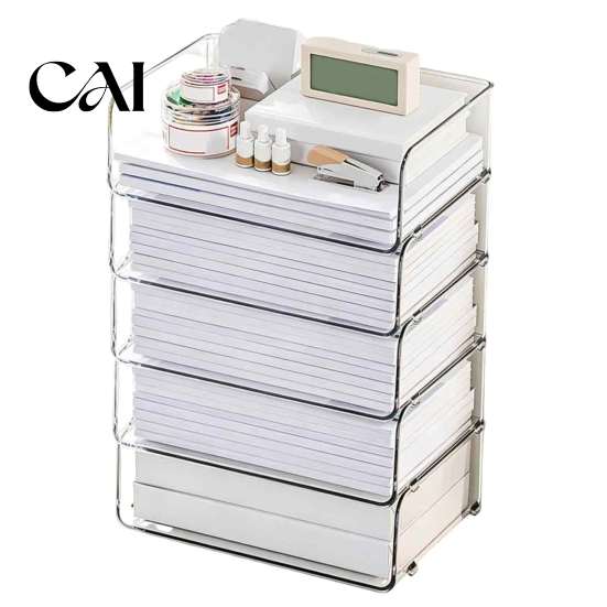 Acrylic Document File Holder Paper Organizer Letter Tray, Stackable Desk Organizer, Clear Desktop Stationery Storage Box Sorter for Documents, Files,
