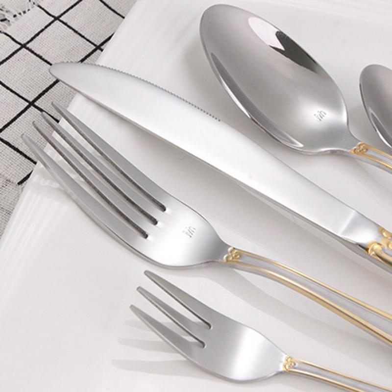 Spoons And Forks Set Reusable Silver Tableware Set Stainless Steel Kitchen Supplies Portable Western Silverware Set For Weddings
