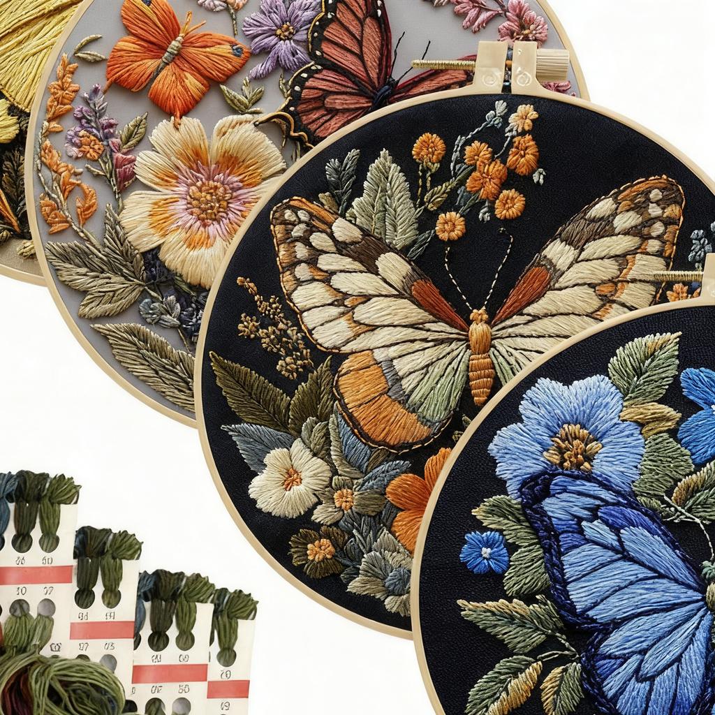 Embroidery Kit Butterfly Colorful Ornament Embroidery Projects For School Project Learning Entertainment Practice Learn Men