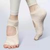 Silicone Non-slip Yoga Socks Women Backless Breathable Toeless Floor Pilates Socks Five-finger Indoor Workout Dance Sports Socks