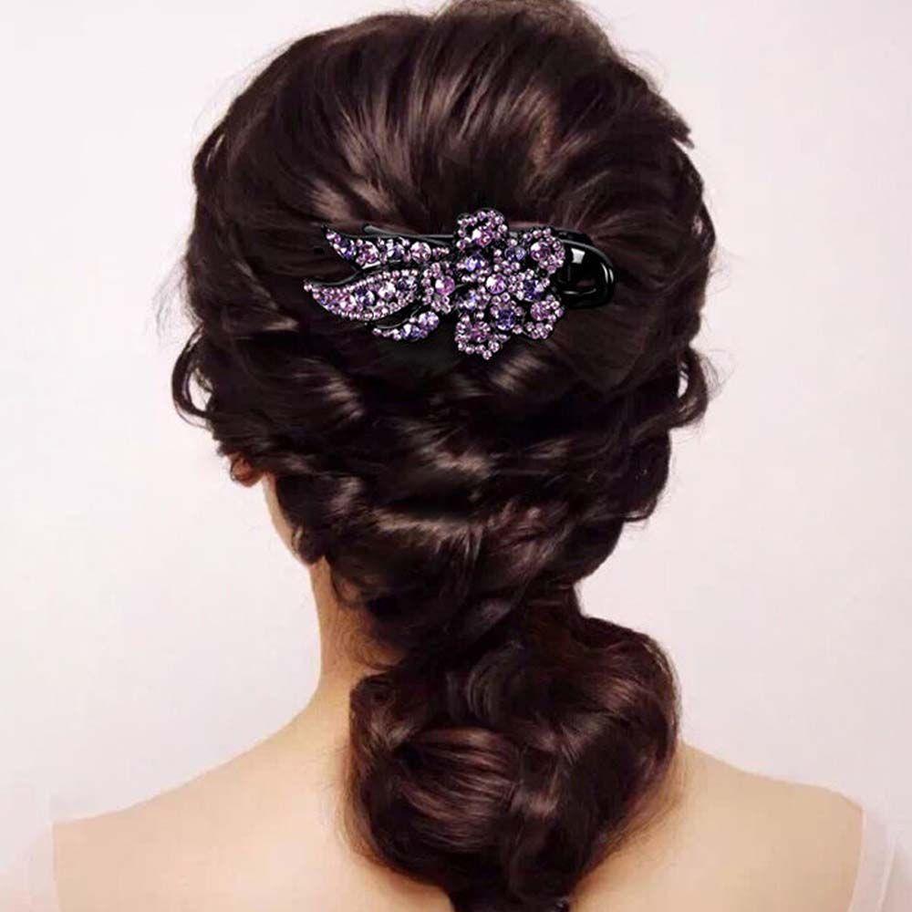 Shinning Retro Crystal Korean Style Hairpin Rhinestone Hairpin Female Hair Clip Duckbill Clips