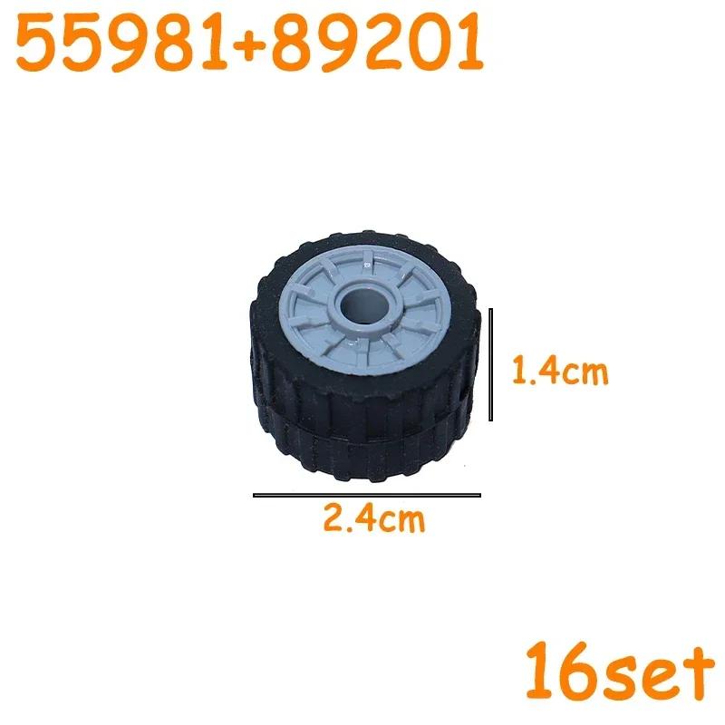 Non-Toxic Technical Tire Wheel Cross Hole Set Car Truck Wheels Hub Bricks Moc Motorcycle Tyre & Rim Construction Building Blocks Toys