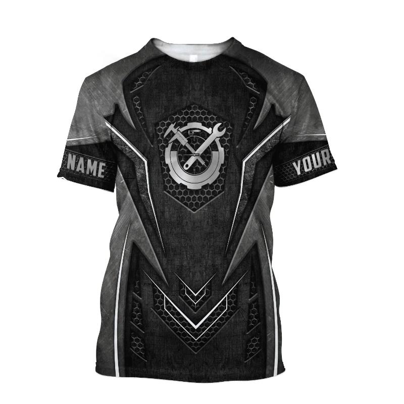 Vintage Men's T-shirt 3d Printed Mechanical Tool Pattern Ordinary Short-sleeved High Street Streetwear Tees Tops Men's Clothing