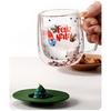 Insulated Christmas Glasswares Holiday Seasonal Coffee Mugs Insulated Glass Cup for Coffee Hot Chocolate