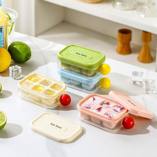 6 Compartments Ice Cube Maker, Ice Cube Mold with Sealed Flip Cover, Easy Demolding Food Grade Stackable Design Ice Tray