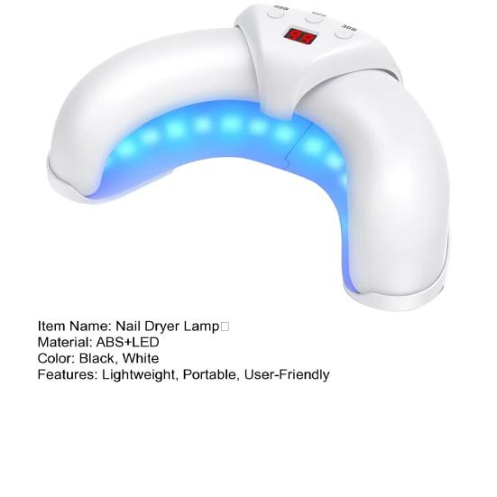 Bærbar Neglesoppbehandling Lys 22-LED UV-lysterapi Sammenleggbar U-formet Design 470nm Blått + 905nm Infrarødt Neglekunst Fototerapimaskin