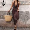 Women's Fashion Summer Spring Polka Dot Print Sleeveless Hanging Neck High Waist Casual Dresses