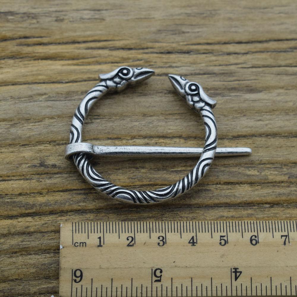 Norse Viking Brooch Antique Silver Color Raven Penannular Brooch Carved Creative Brooches Buckle Pins Jewelry Gifts