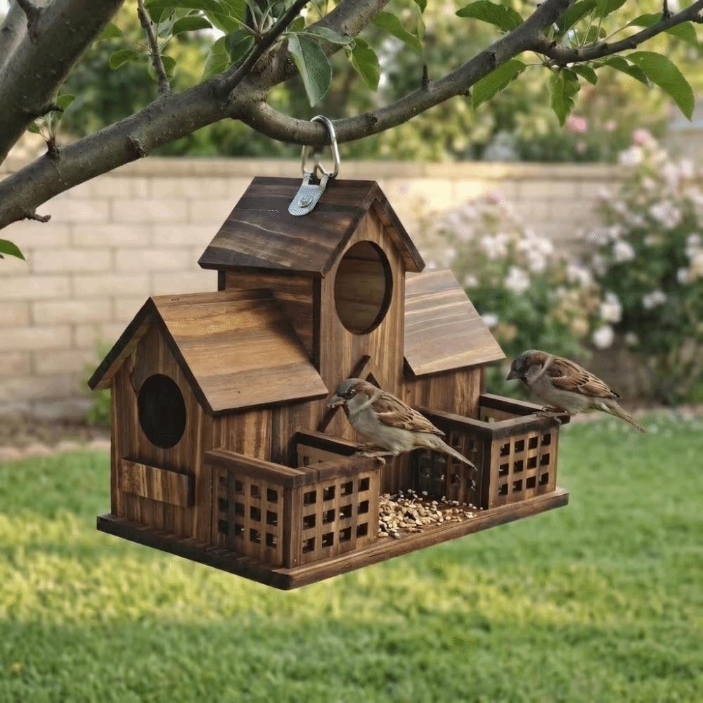 Waterproof Bird Feeding Birdhouse Hanging Bird Nesting Box Outdoor Birdhouse  Wild Birds Habitat