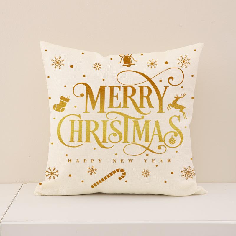 Red Christmas Print Pillow Cover Nordic Style Linen Print Holiday Decoration Living Room Sofa Cushion Cover Pillow