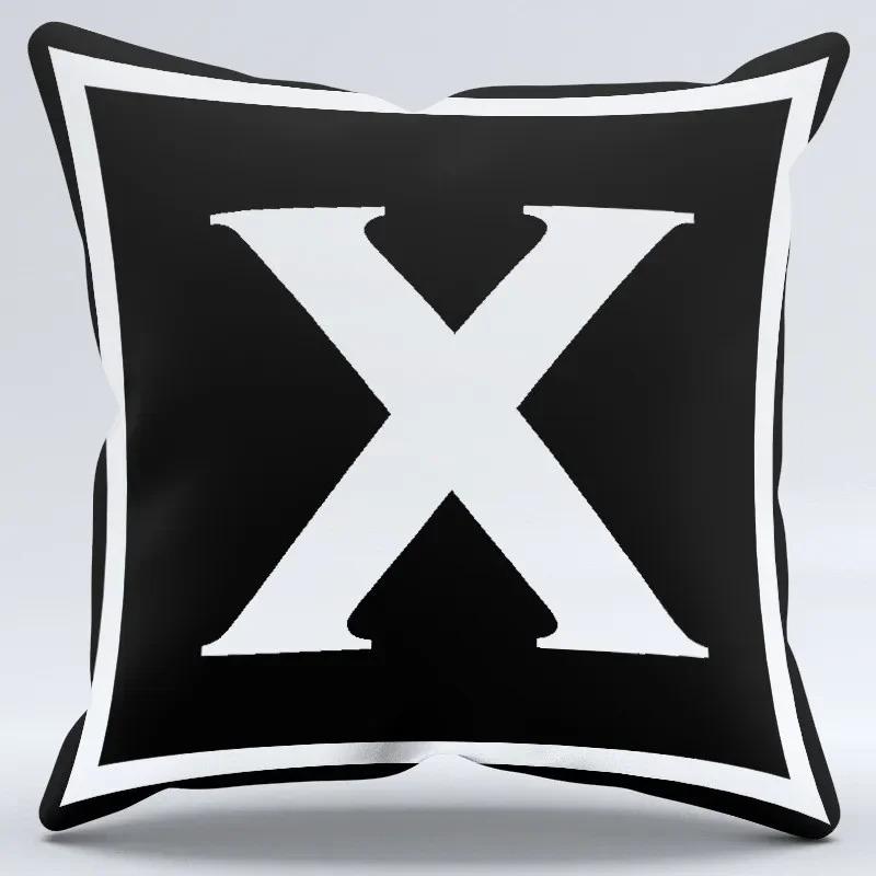 Simple Black and White Letter Print Pattern Home Bedroom Living Room Sofa Car Office Decoration Pillowcase