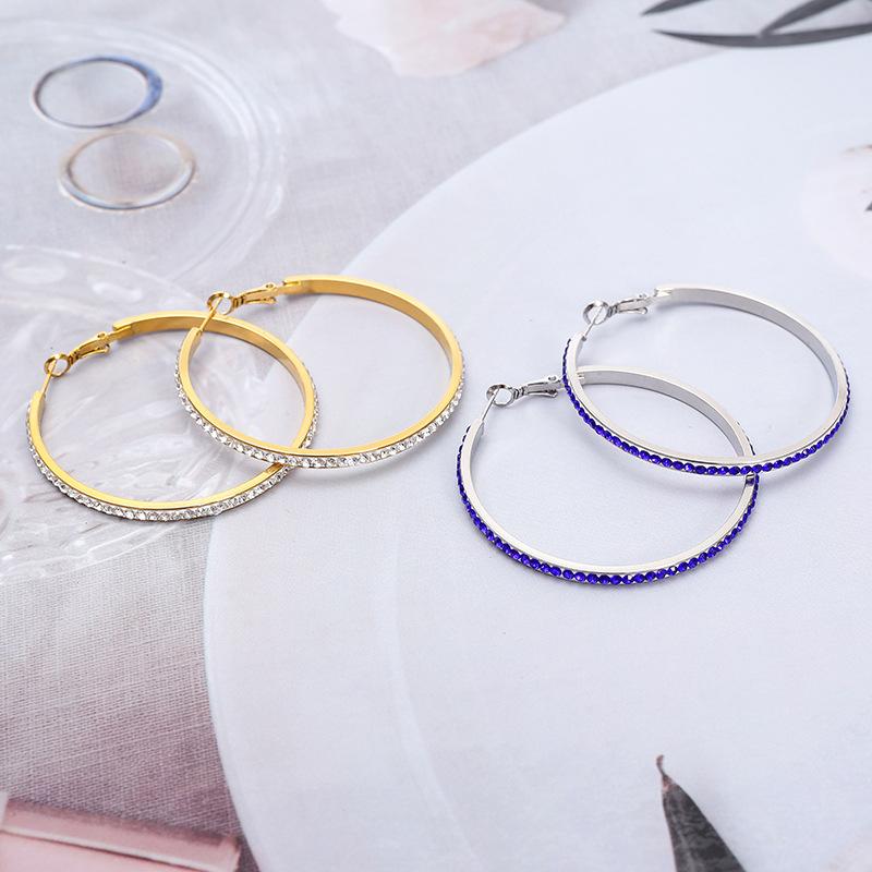 Customized fashionable round exaggerated diamond-set large earrings, earrings, light luxury high-end studs, European and American earrings.
