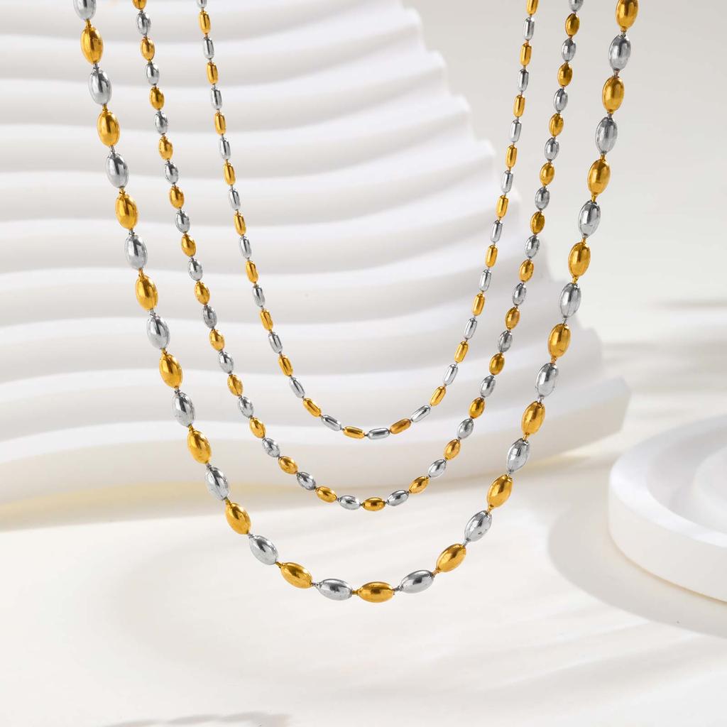 Classic Olive Bead Chain Necklace for Women,Minimalist Stainless Steel Necklaces,Trendy Jewelry Gift