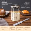 Zackoo 300/500/900ml Clear Glass Sourdough Fermentation Jar with Scale Metal Lid Reusable Dough Starter Container Food Storage