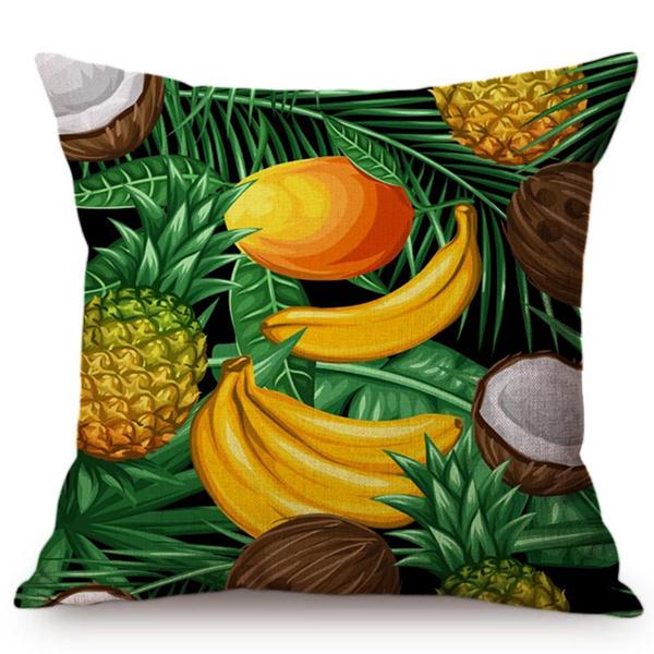 Tropical Fruit Avocado Papaya Pattern Cotton Linen Bed Cushion Cover Modern Home Decorative Chair Sofa Throw Pillow Case 45X45Cm