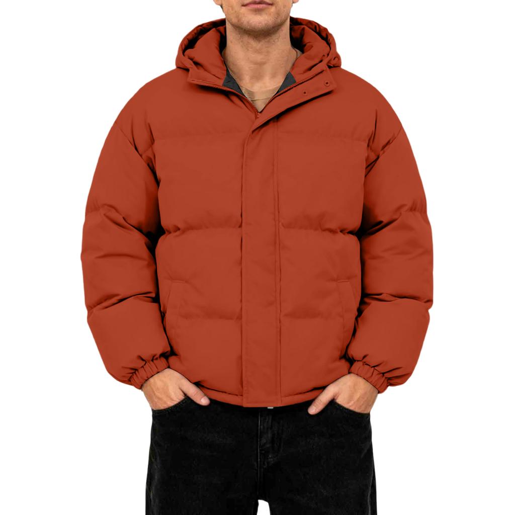 Herren Oversized Casual Daunenjacke mit langen Ärmeln und Kapuze