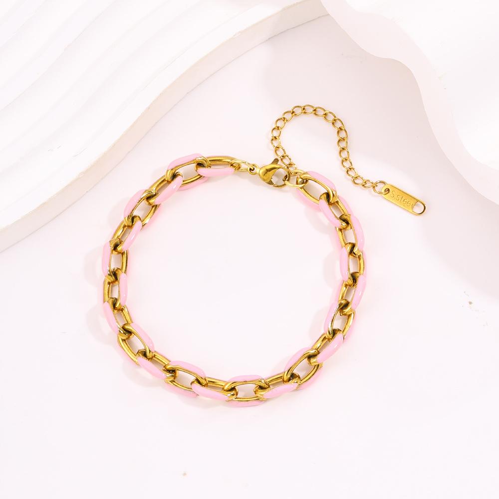 Fashion Small Fresh Enamel Bracelet, Girls' High-end Sense, Color Oil Drip Bracelet, Titanium Steel Does Not Fade, Direct Sale