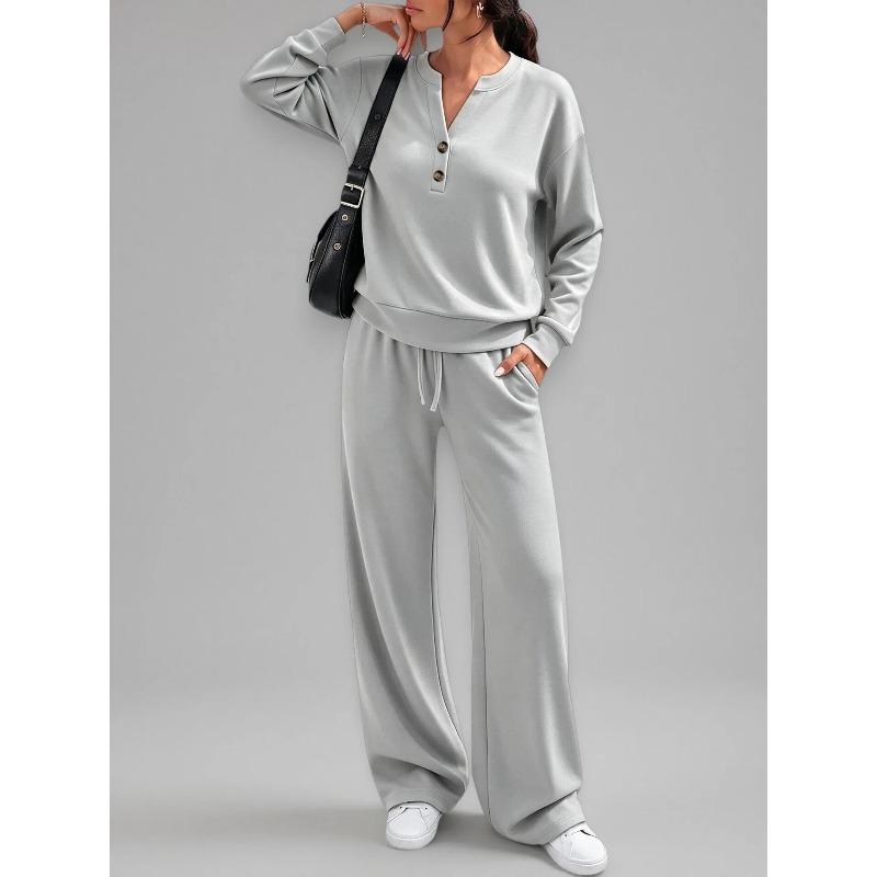 IHUASU Women's Fashion Casual Long Sleeve V Neck Pants Suits