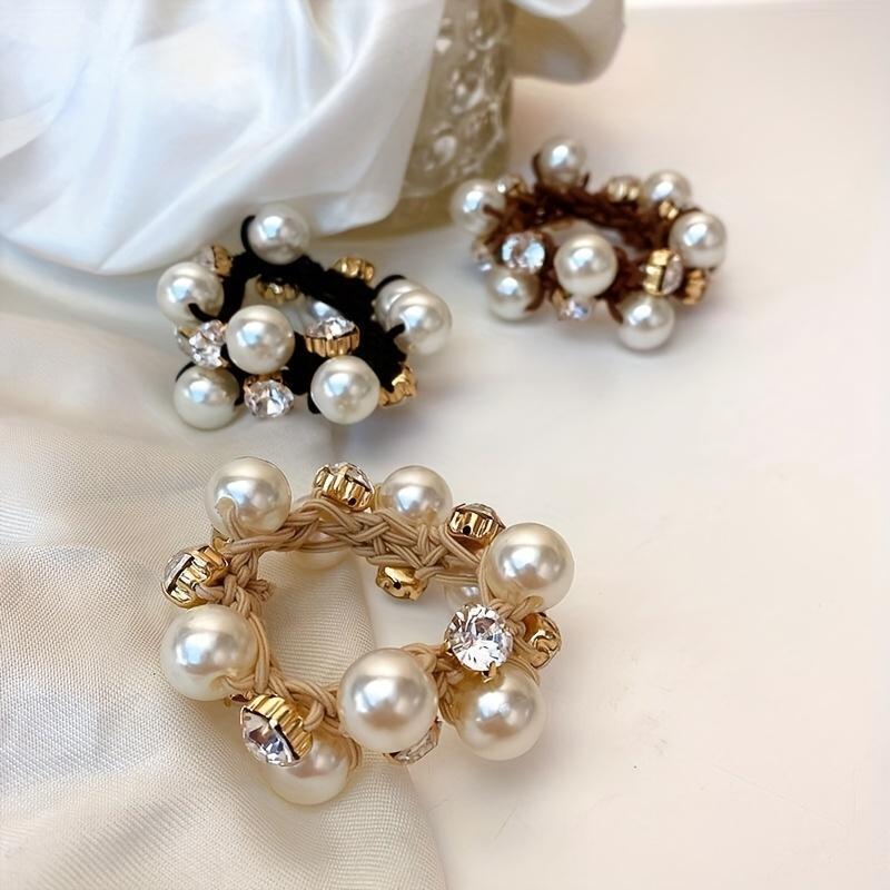 Simple And Elegant Faux Pearl Head Rope Hair Tie Elastic Band Ponytail Headband Hair Accessories
