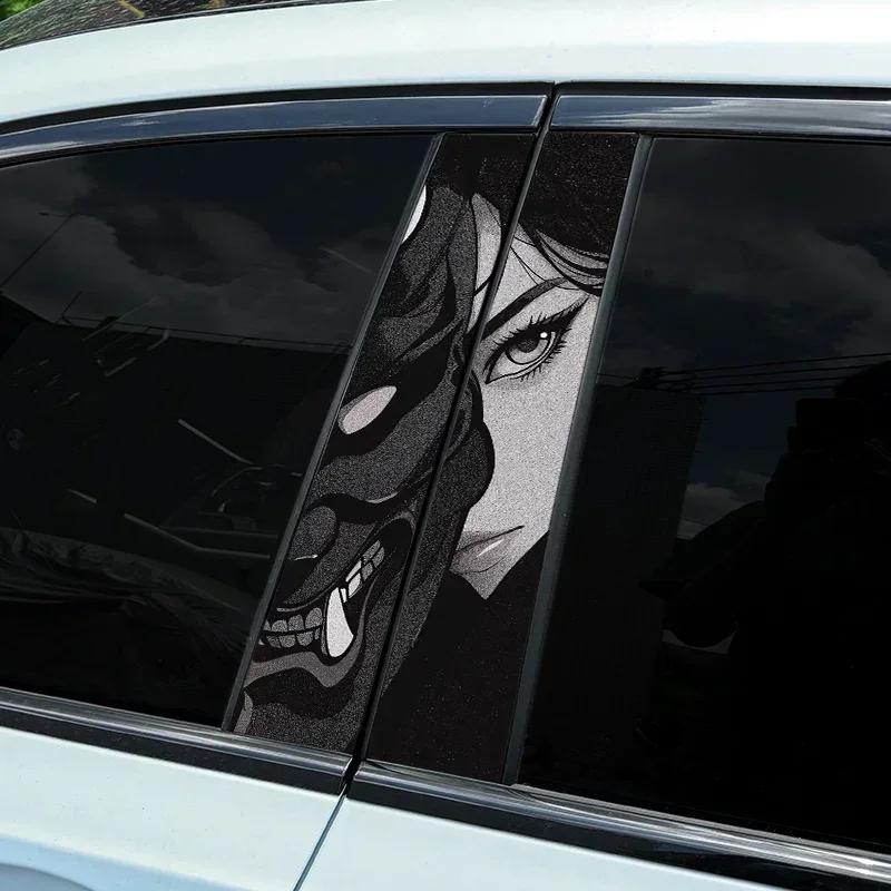 1PC JDM Style Prajna Car Stickers Cool Auto Tattoo B Pillar Waterproof Center Column Decor Cover Scratch DIY Doors Pillar Decals