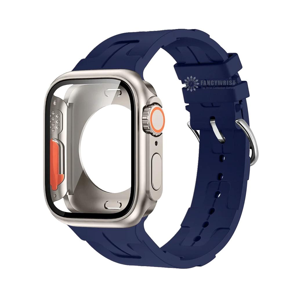 Original Silicone Band &Change To Ultra Case For Apple Watch 9 8 7 6 SE 5 4 Strap For iWatch Series 44mm 45mm 42mm 41mm Bracelet