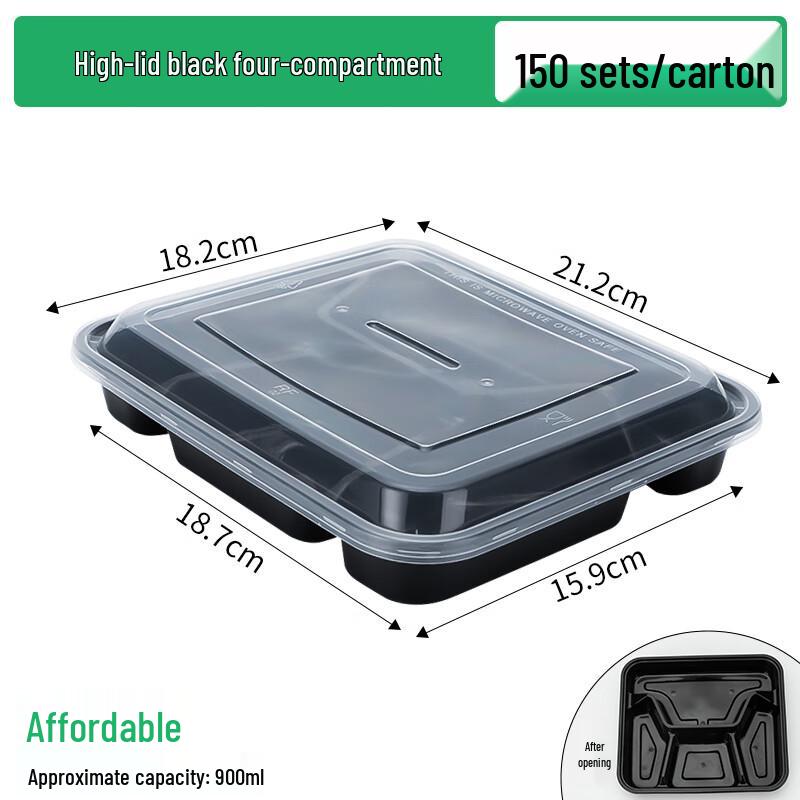 Rectangular Disposable Compartment Meal Boxes
