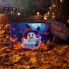 Travel Storage Bag Halloween Bag, with Colorful Cartoon Ghost Print, Durable Canvas Makeup Zipper Large Capacity Lightweight Toiletry Small