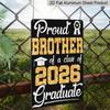 2D Flat, 1pc "Proud Brother of A Class of 2026 Graduate" Aluminium Sign - 8"x12" Gold Glitter Graduation Decor, Grad Cap & Medal Wall Art, Perfect